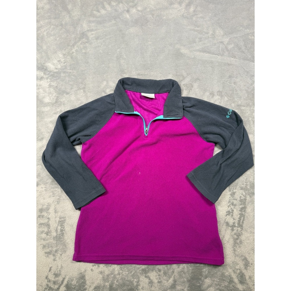 Columbia Glacial AG6987 Fleece Half Zip Jacket Girl XS Pink Gray Hiking Trekking